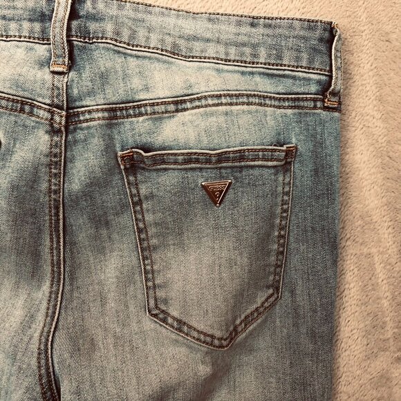 Guess Women's Jeans Size 29 Skinny Frayed Hem Ankle Casual Blue Denim Light Wash - Picture 12 of 13